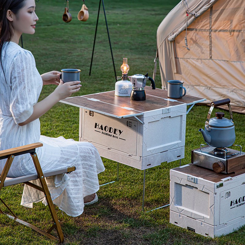 户外收纳箱露营可折叠旅行桌子箱D桌野餐箱桌野营两用车载多功能