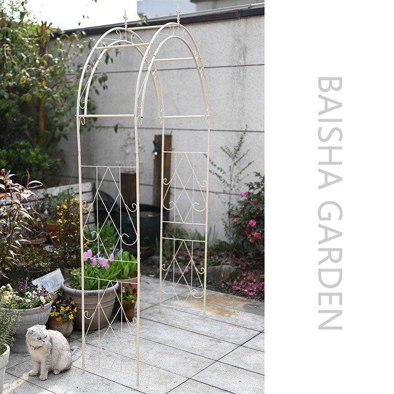 欧式铁艺b尖顶拱门花架爬藤架庭院户外花园植物藤架月季铁线莲支