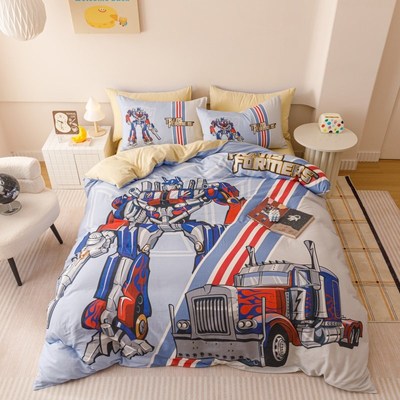 100%全棉gA类双层纱纯棉四件套变形金刚男孩童趣卧室被套床单3件