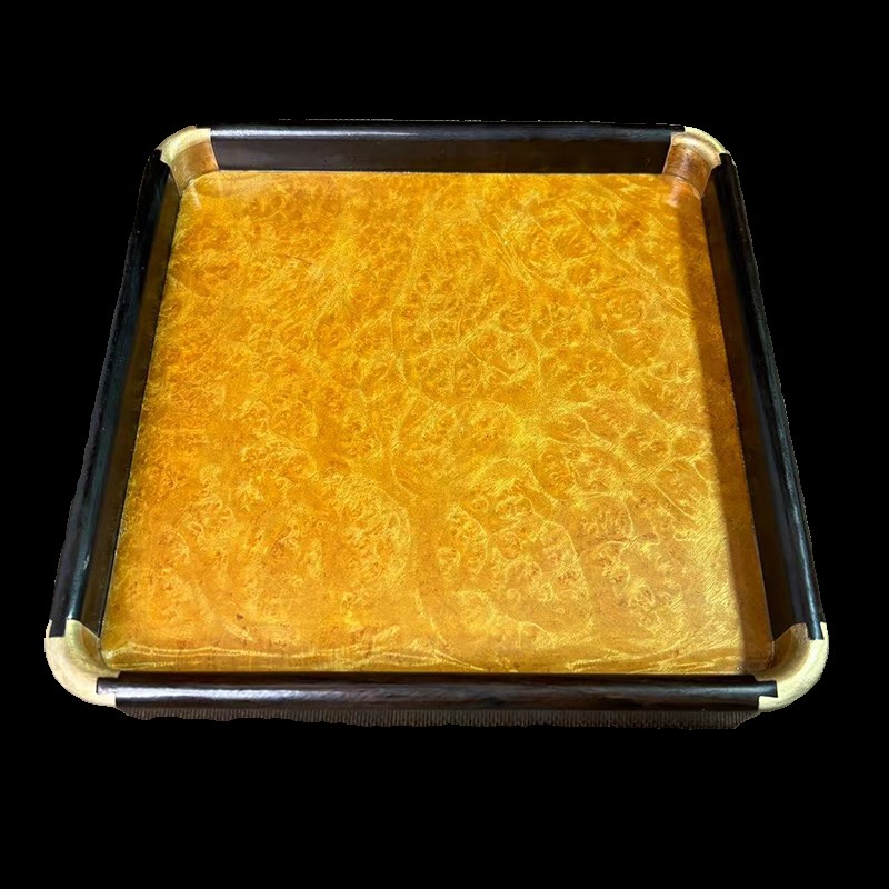 古董文玩金丝楠木包铜角正方形茶E盘红木实木托盘茶托果盘摆件