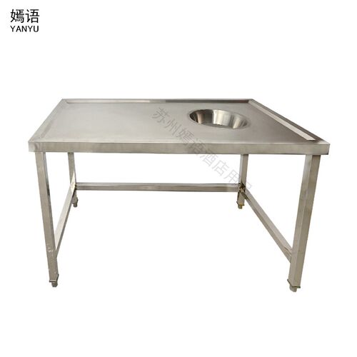 商用整体焊接不锈钢残食台带平台切配丢垃L圾操作一体食堂水果店