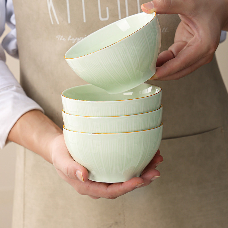 碗家用2022新款轻奢金边吃饭碗盘饭碗面碗清新餐具V碗碟套装高级,餐饮具,碗,淘宝优惠券,粉丝福利购,淘宝优惠卷