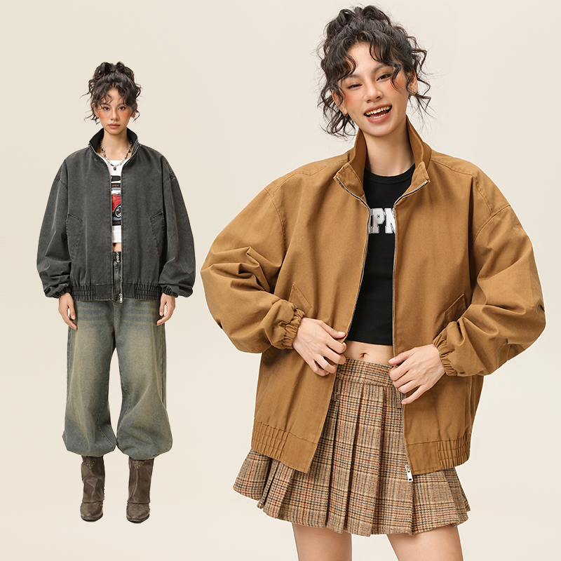 蕉下客春秋季工装夹克情侣美式复古潮流立领短款外套休闲百搭上衣