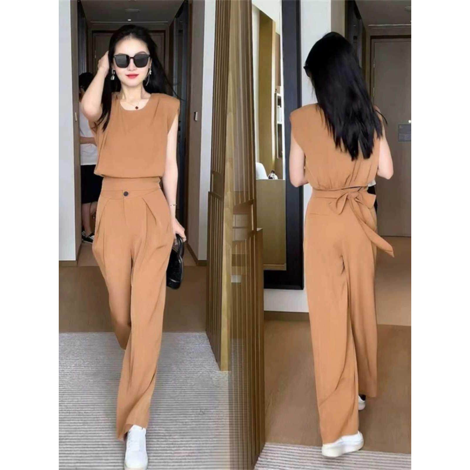 时尚气质夏季阔腿裤套装女2024年新款休闲显瘦洋气减龄网红两件套