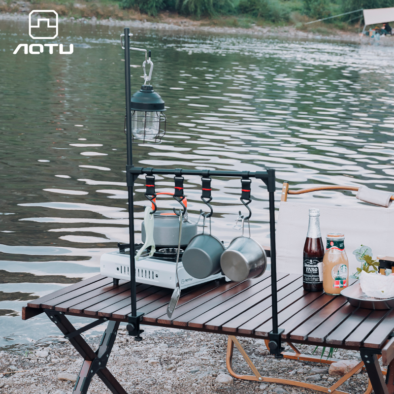 营地露营灯架杆户外o炊具支架马灯桌面灯架野营挂架桌边餐具置物
