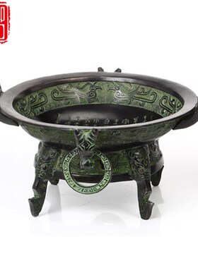 包邮新款聚宝盆青铜器p仿古摆件明文炉工艺品风水摆设装饰古玩客