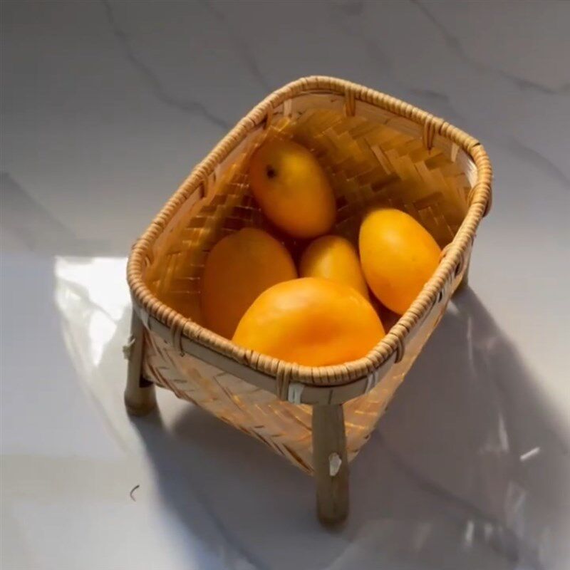 竹筐竹编a收纳盒桌面零食果篮精编高脚竹制品编织竹篮小筐竹子竹
