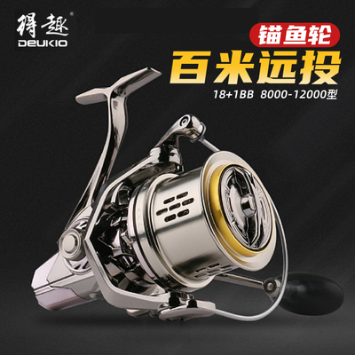 新款远投纺车轮12000型锚鱼轮全D金属防海水斜口浅杯滩钓海钓渔轮