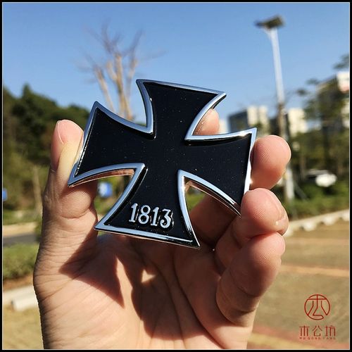 木公坊德系普鲁士1813t铁十字金属车贴C柱个性改装车标侧标尾标贴
