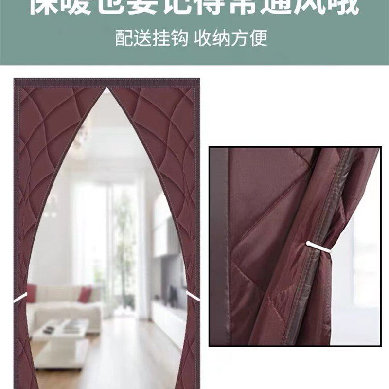 农村老式布门f帘冬季保暖加厚棉门帘免打孔隔音家用挡风隔断帘子