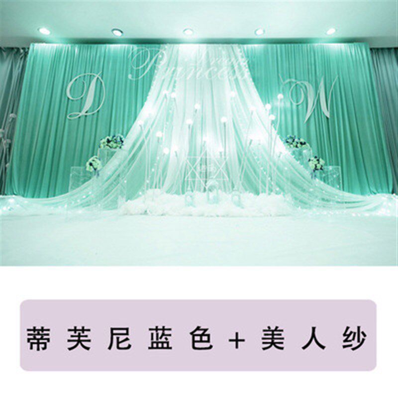 速发婚庆道具背景纱景新款婚礼布置舞台迎宾留影区饰人纱装美背幔