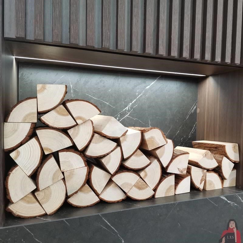 速发木柴客厅装饰木炉摆件木头木材晚会饭店圆壁取暖野炊灶装饰木