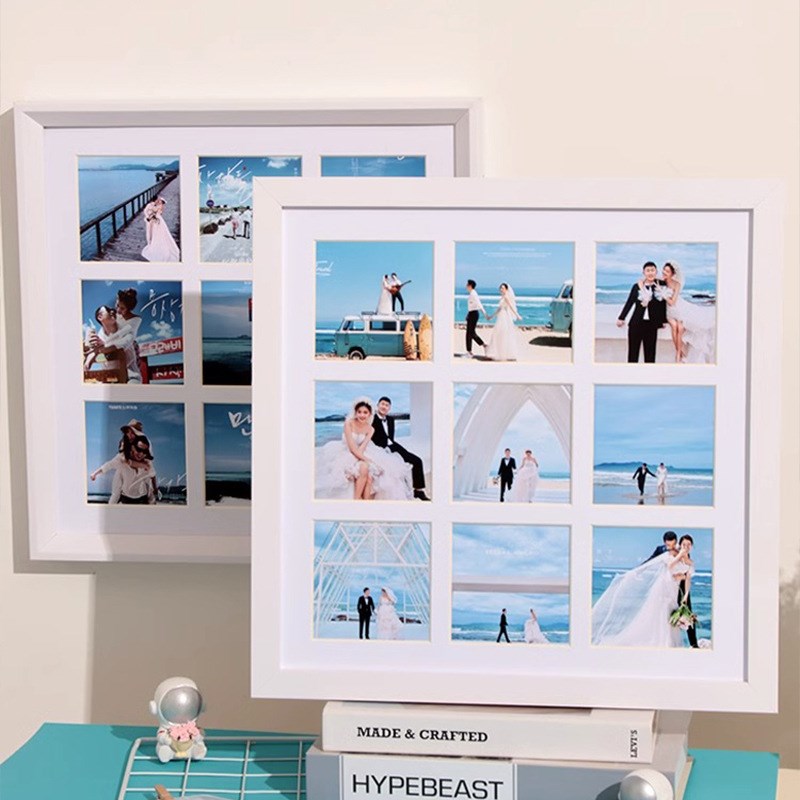 速发实木多宫纪情侣婚纱照装人展示框情裱节礼物格念册画框