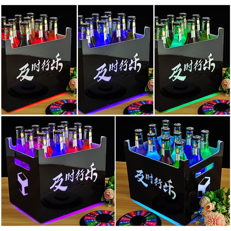 速发七彩发光冰桶 夜块桶洋冰桶酒吧用品冰桶亚克力酒吧V冰店酒桶