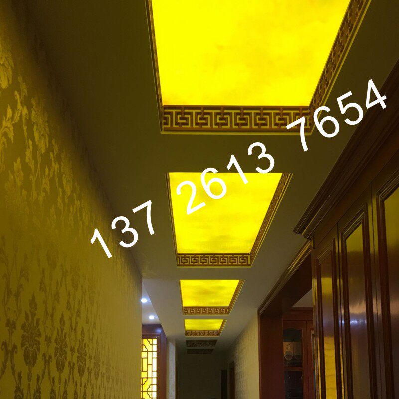 速发透光石透光板人造树脂云石板 天花吊顶 酒店背景墙 圆柱灯具