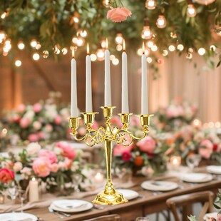 速发轻奢烛台 求婚金色电摆奢华镀 浪漫烛光家居摄影台件