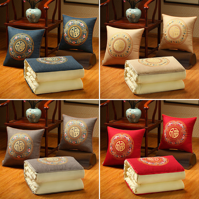 速发中式抱枕被子两用高档汽车靠枕被子二合一多功能车载可折叠抱