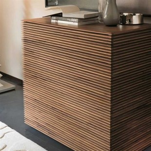 速发森活忘星柜北美黑胡木木床头柜全实柜栅格储物桃意式 矮柜