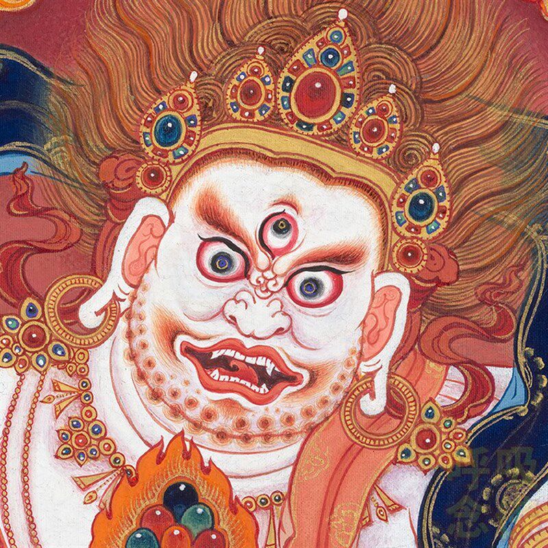速发宝杖怙主黑袍金刚四臂六臂玛哈嘎拉大黑天唐卡装饰画挂画乃琼