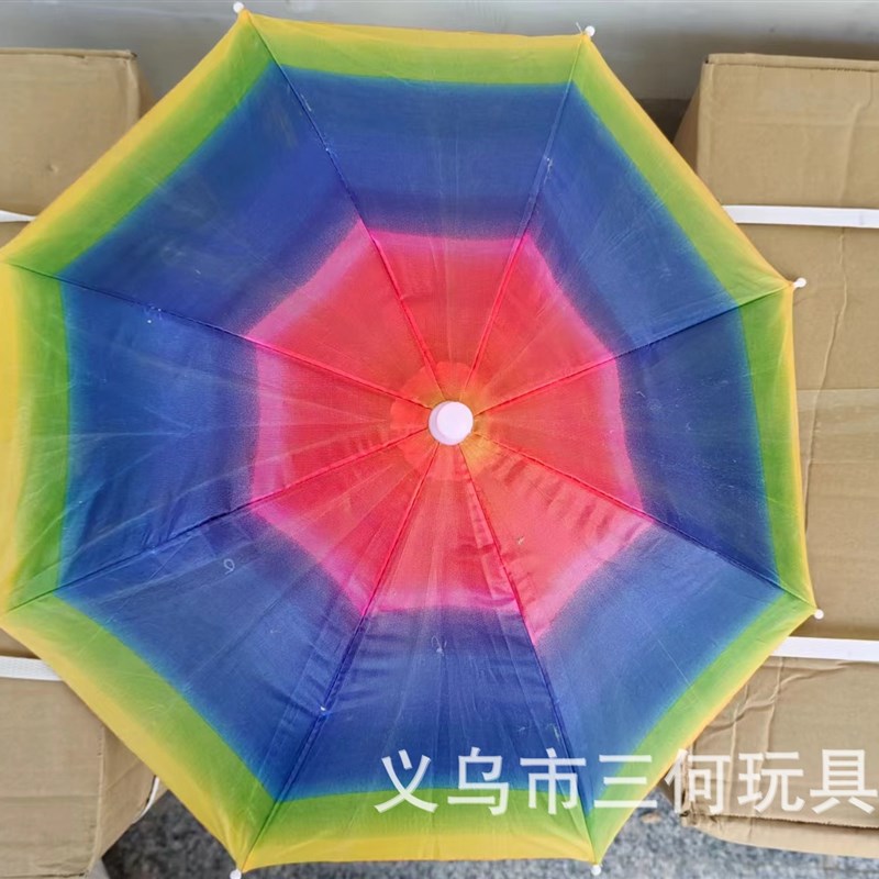速发伞头戴现松紧带伞帽户外彩虹西瓜彩条钓鱼伞太伞伞货