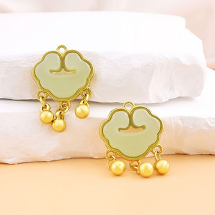 仿玉石琉璃金锁饰品手链小吊坠国风服装配饰挂件汉服宋锦旗袍装饰