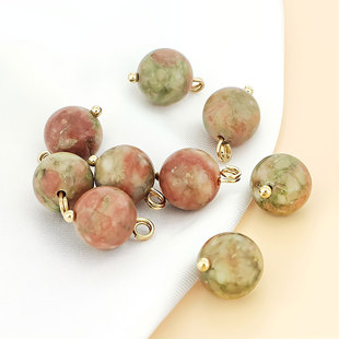 天然玉石纽扣花色圆珠小扣子国风旗袍唐装汉服宋锦高端定制配饰扣