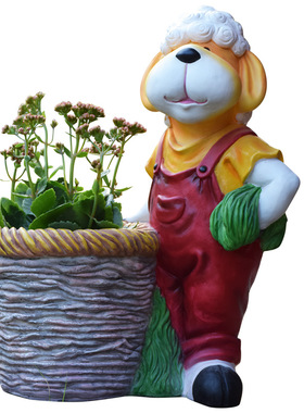 户外动物雕塑卡通小羊花缸盆栽摆件别墅花园庭院阳台园林景观装饰