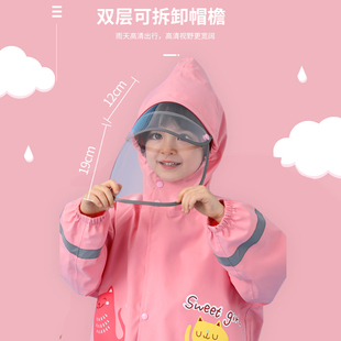 小学生幼儿园上学带书包位雨披 儿童雨衣男童全身防水女童小孩新款