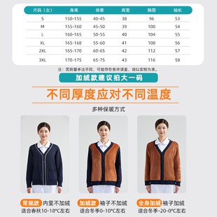 护士毛衣外套女针织衫加绒加厚冬季保暖藏蓝色医院医生护士工作服