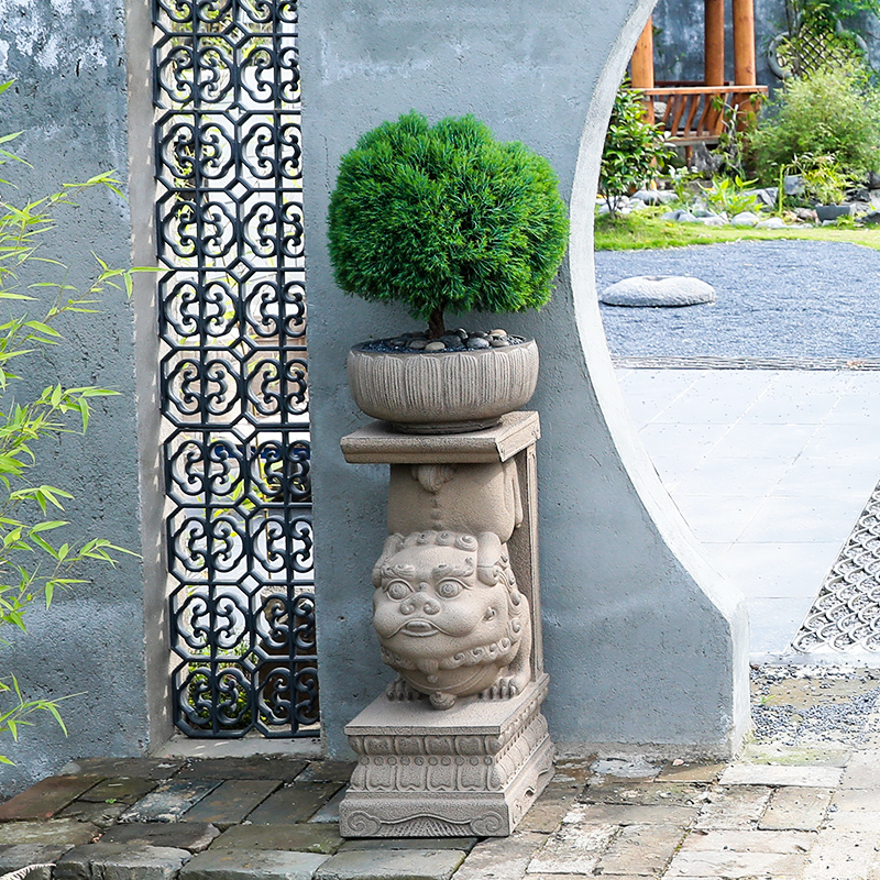 汉韵堂庭院石雕门墩户外门口大门装饰花盆底座花园造景抱鼓石摆件
