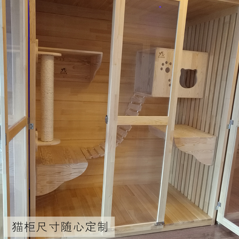 实木猫柜特大猫房子宠物屋豪华猫别墅猫产房繁殖笼展示柜专属定制