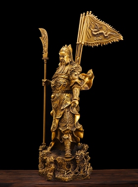 纯铜九龙关公武财神爷关二爷大号佛像客厅招财店铺供奉铜像摆件