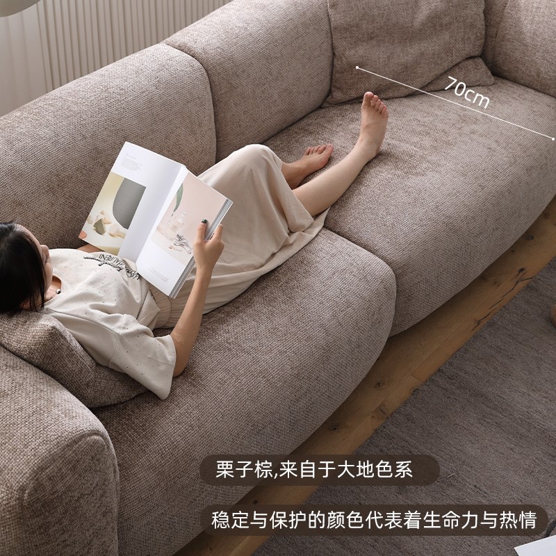 德兹DOUZZ大白沙发 小户型法式复古棕色奶油风别墅大平层布艺沙发