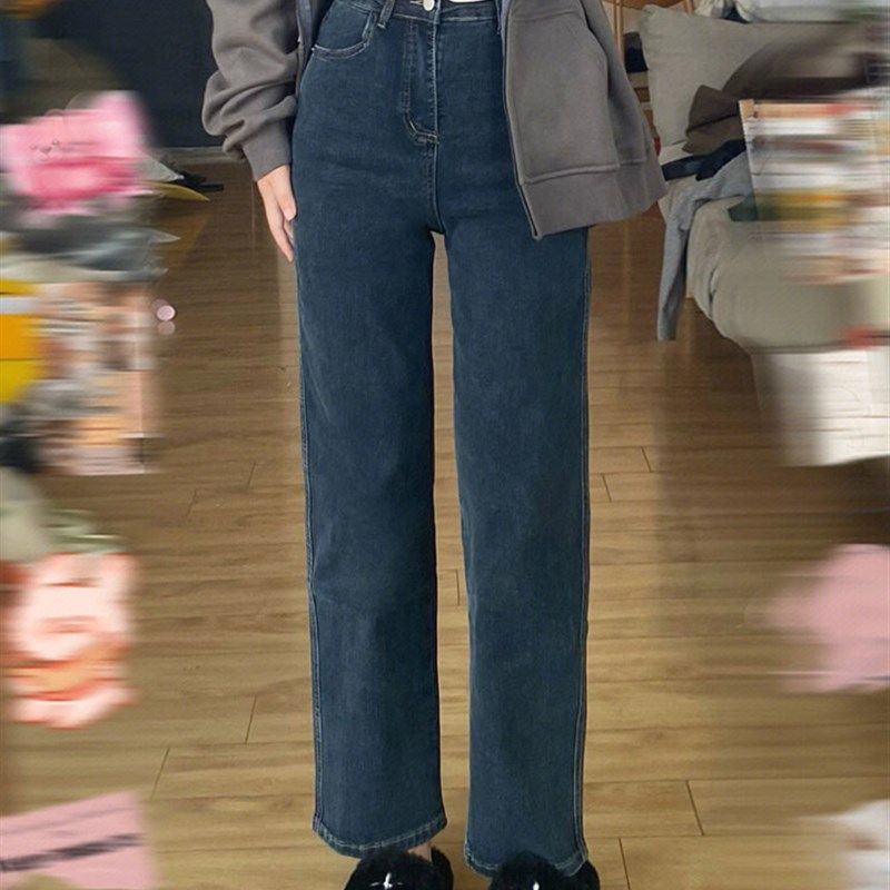 梨形身材遮胯裤子大码女装直筒九分牛仔裤小个子微胖女生穿搭春款
