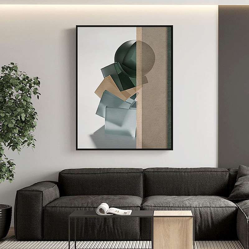 现代简约装饰画 绿色抽象几何色块挂画客厅餐厅墙上壁画单幅图片