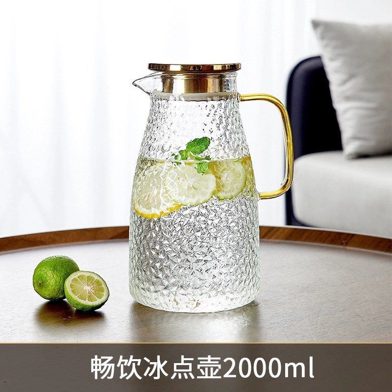 复古冷水壶玻g璃耐高温家用大容量凉水杯泡茶壶套装耐热扎壶开水