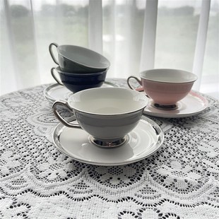 英式 轻奢精致中古咖啡杯高颜值陶瓷杯碟F套装 杯子女士精致下午茶