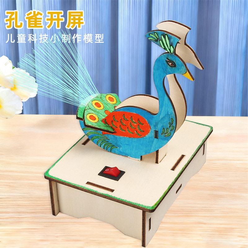 科技小制作DIY光纤灯孔雀开屏科学实验儿童自制学生玩具科教材料图片