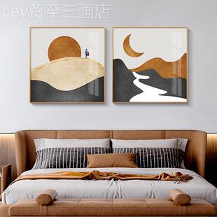 网红情现装代画卧室饰轻奢侣间温馨小户型出租屋挂画酒店房主卧床