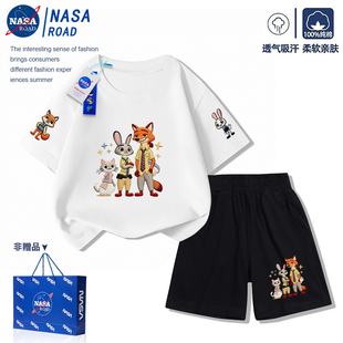 NASA疯狂动物城女童短袖套装2026新款今年流行爆款夏季儿童运动服