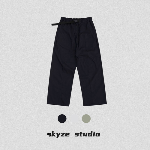 SkyzeStudio日系复古直筒弯刀裤