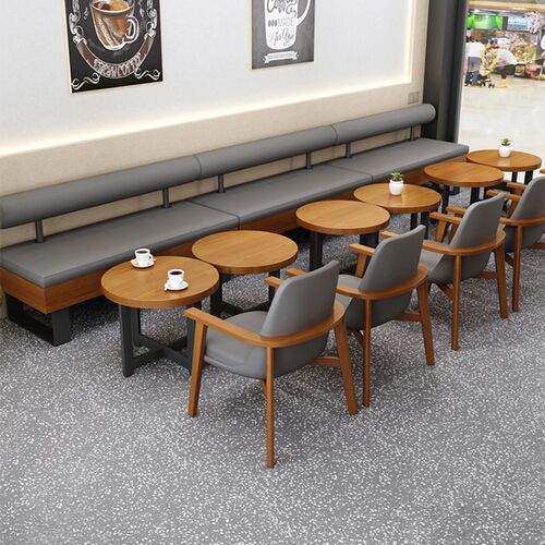 速发奶茶店桌椅组合书吧洽谈沙发椅咖啡店卡座库迪餐饮餐厅小圆桌