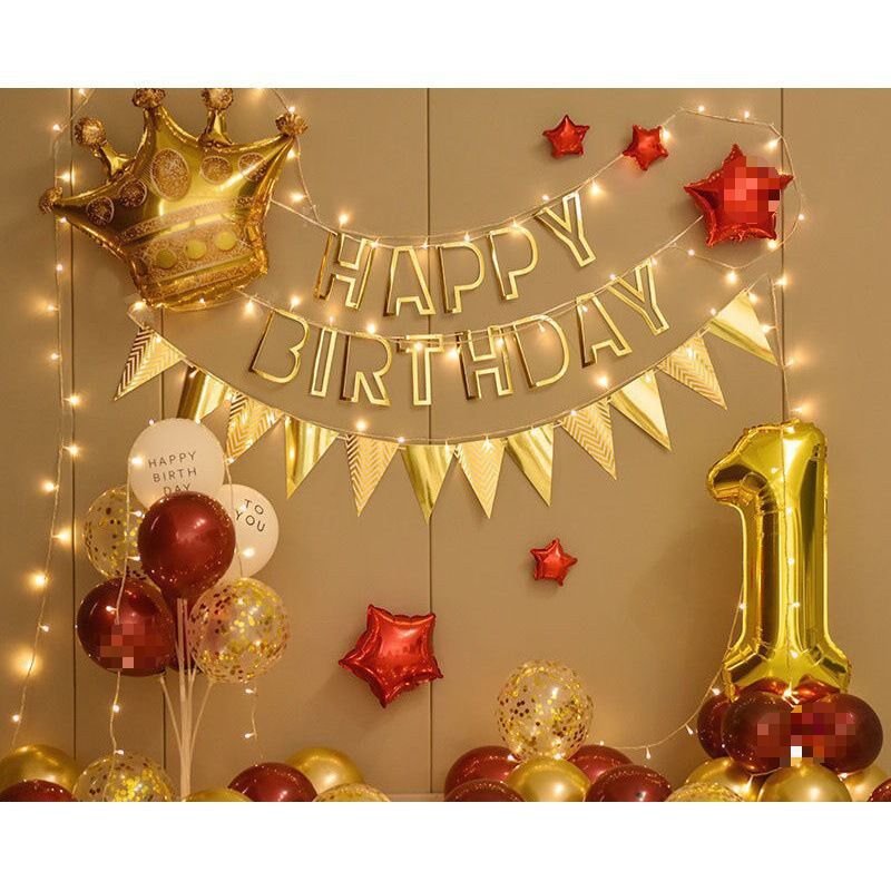 速发儿童生日气球套餐装饰宝宝一周背岁景墙2男景派对布置场孩用