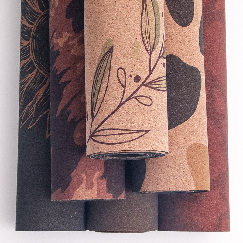 速发源垫厂家软木橡胶瑜伽头彩印健身垫舞蹈运动跨境yoga mat