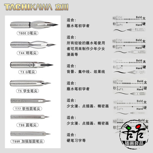 速发立川漫画蘸水笔TACHIKAWA蘸水G笔尖D圆哨学生软性笔尖花体艺