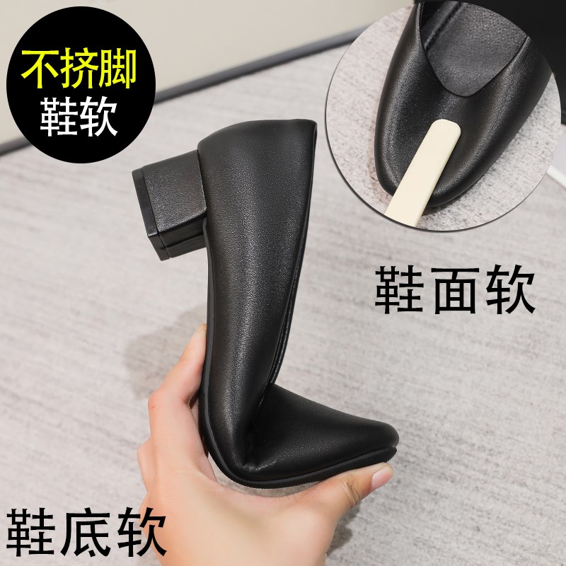 现货速发面试公务员鞋三厘米黑色通勤上班搭配正装职业鞋不累脚高