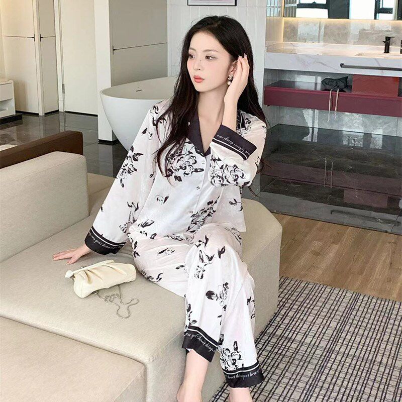 速发春长袖睡衣高级感短款套装时尚休闲奢华家居服可外穿夏