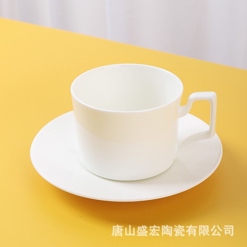 速发创咖陶啡意瓷杯碟套装家用欧式纯白广告礼品下午茶杯骨瓷杯碟