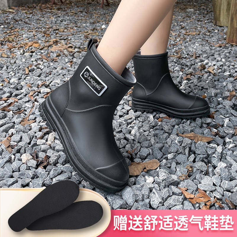 现货速发新款水鞋低筒士雨鞋短筒时尚防滑外穿水靴耐磨雨靴年轻防