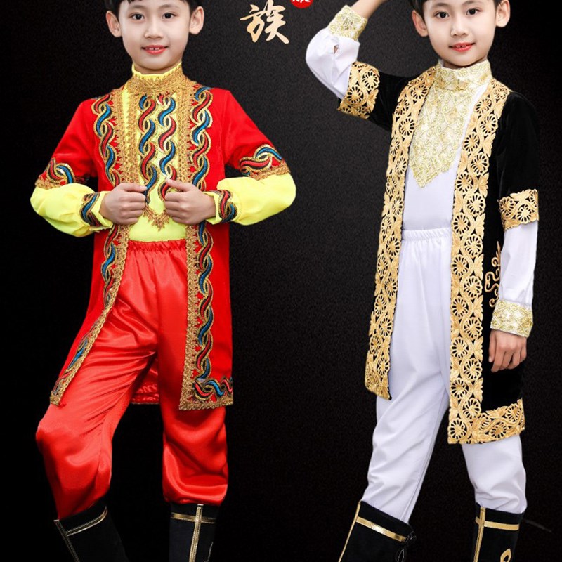 速发儿童新疆舞蹈服男童哈萨克族回族表演服幼儿园新疆维吾尔族舞